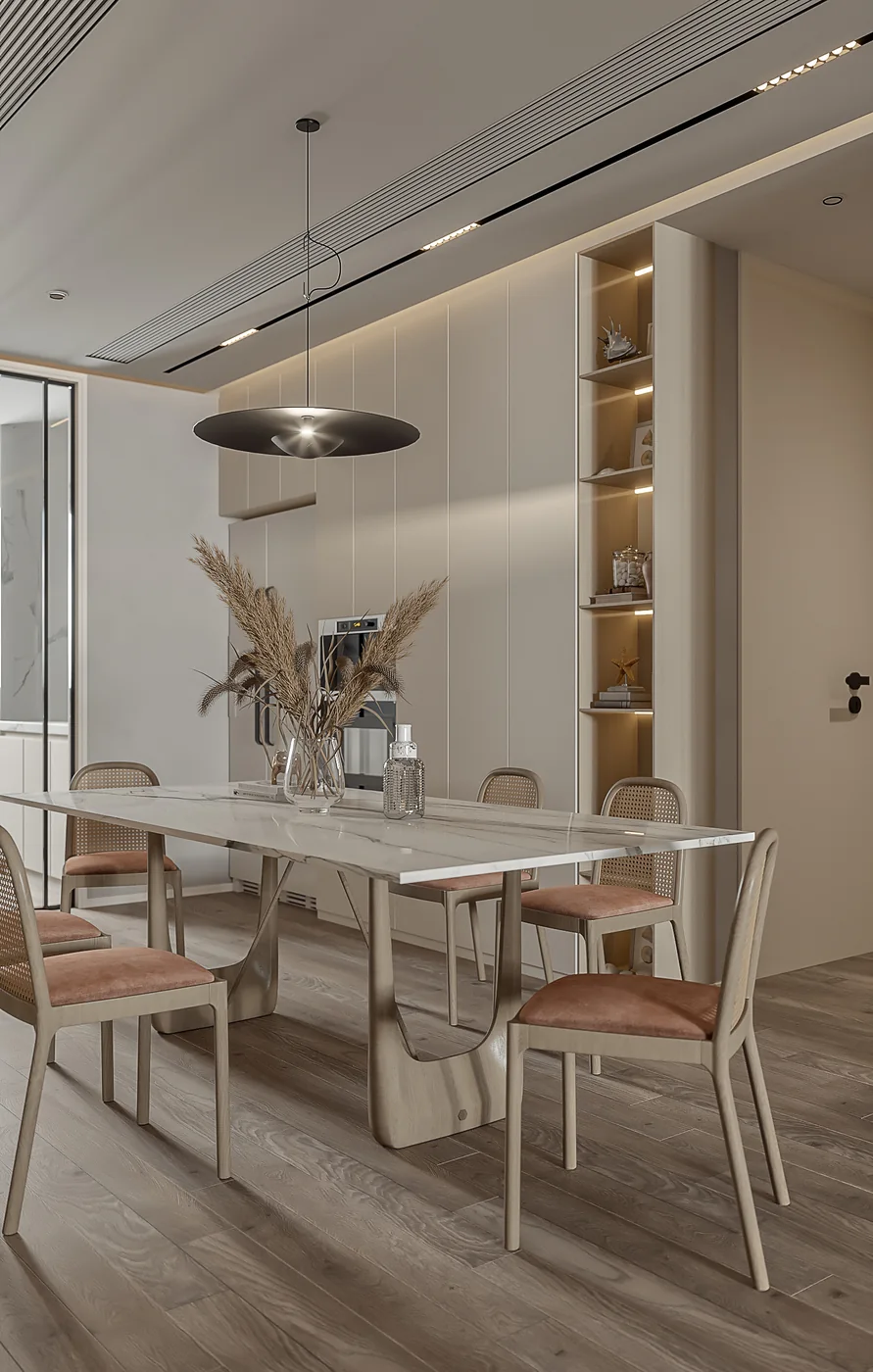 Tall dining cabinet with glass doors and lower closed storage