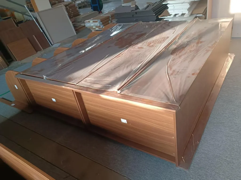 GEORGE cabinet unit protected with film in a workshop before handling