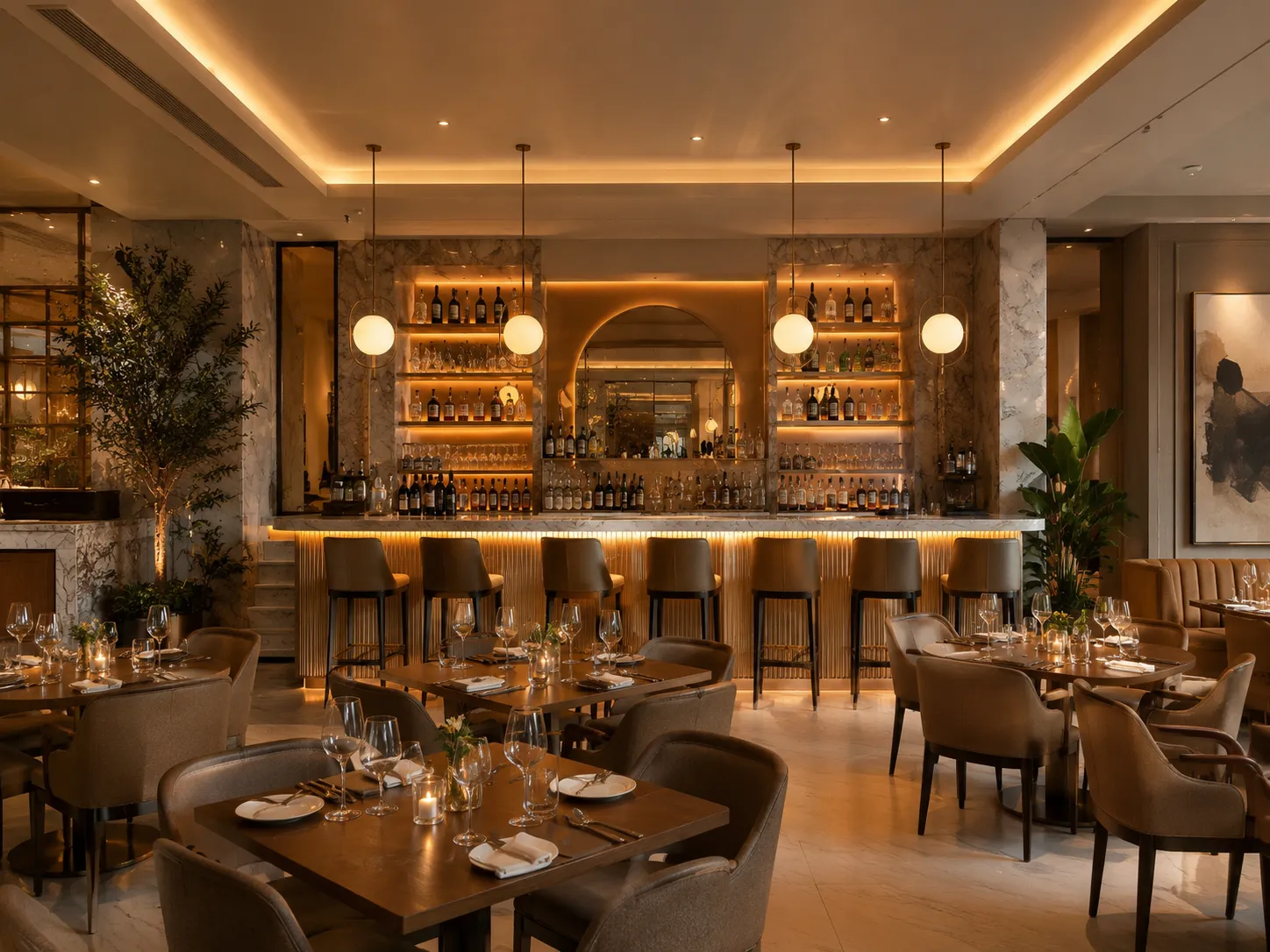 GEORGE Group commercial image showing a restaurant and café interior.