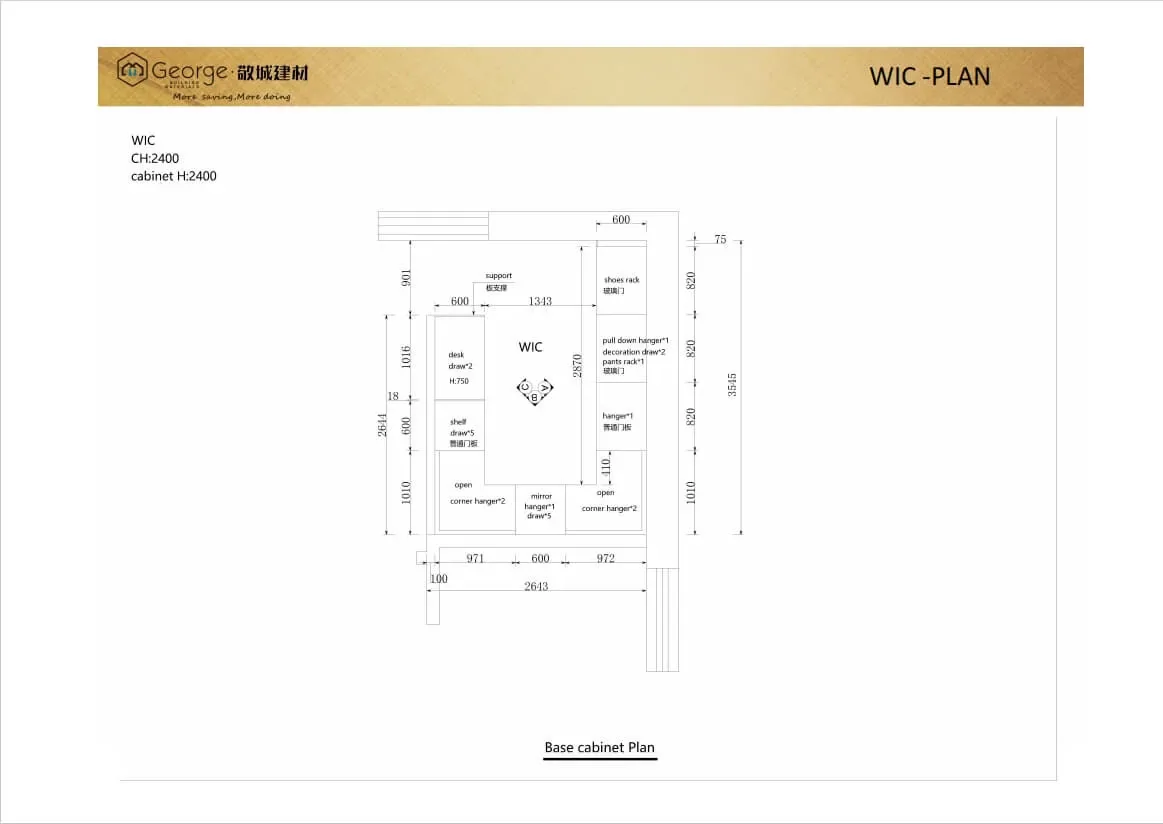 2D walk-in-closet plan with cabinet layout for the Swedish apartment project