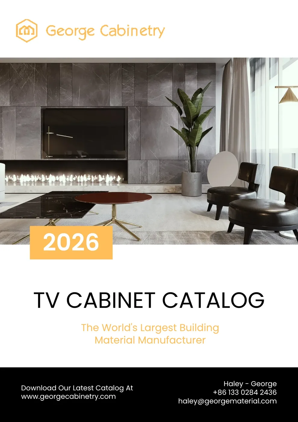 TV cabinet catalogue cover marked 2026