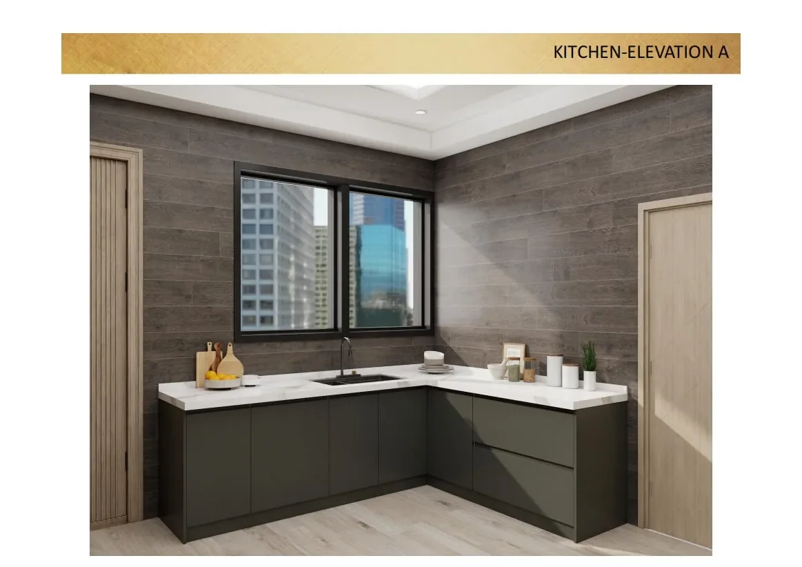3D corner kitchen design beside a window for the Ghana project